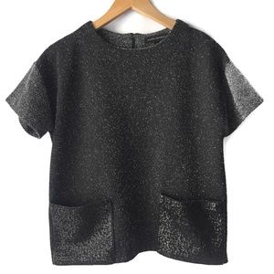 Banana Republic Black Sequin Pocket Top
